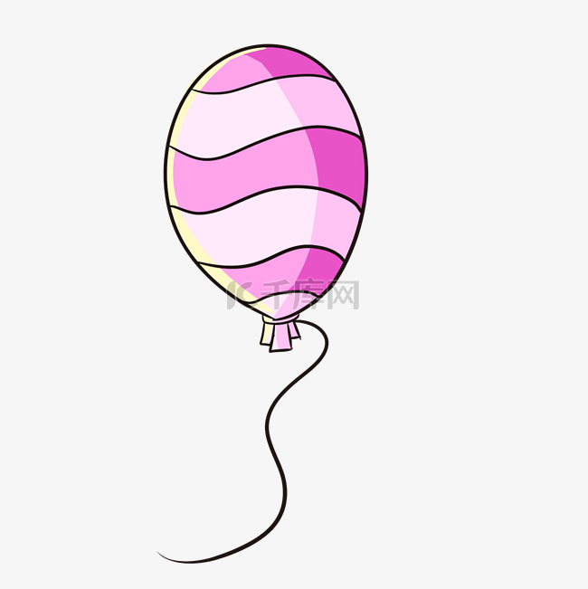 卡通粉色条纹气球插画