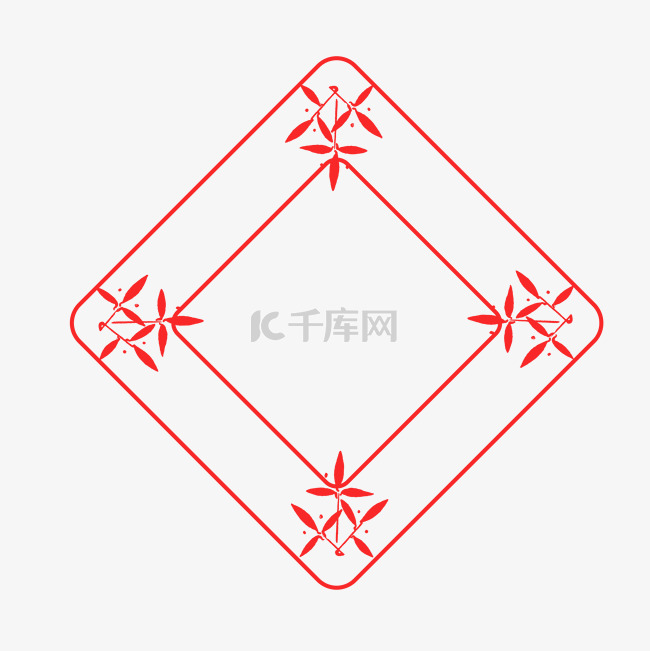 树叶菱形大红经典图框