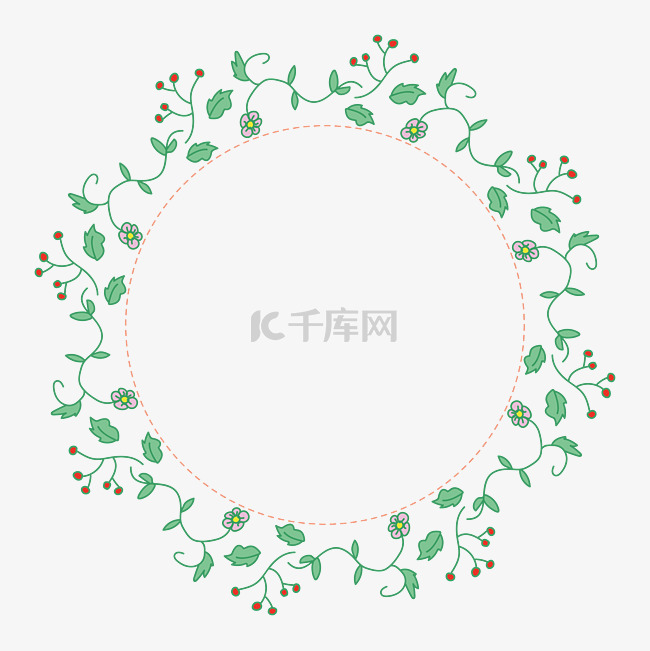 绿叶花朵环形边框装饰