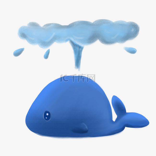 世界水日蓝色手绘萌系鲸鱼喷水插
