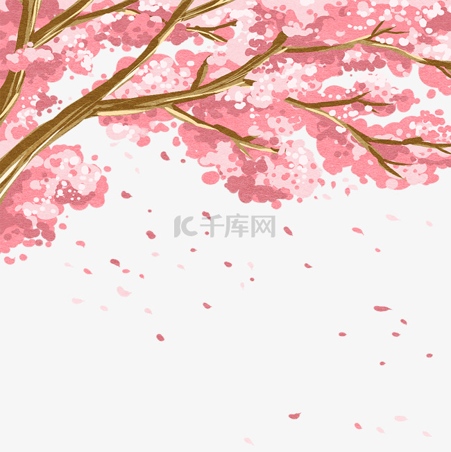 彩色樱花植物元素