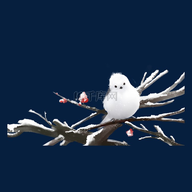 小雪主题之积雪上枝头的鸟儿