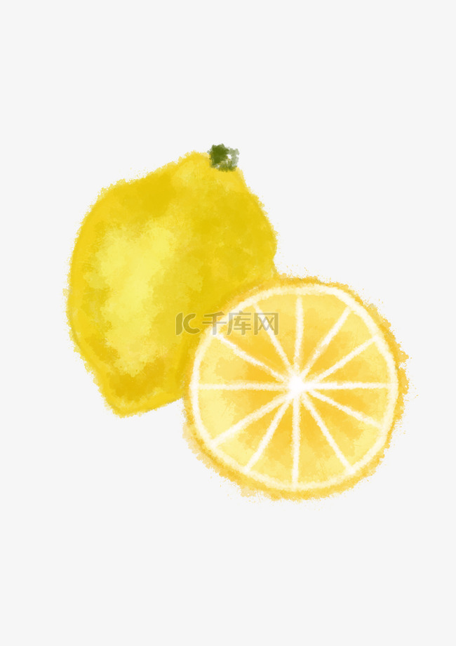 水墨柠檬夏天画手绘png