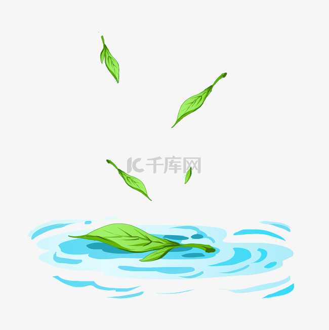 绿叶装饰茶叶插画