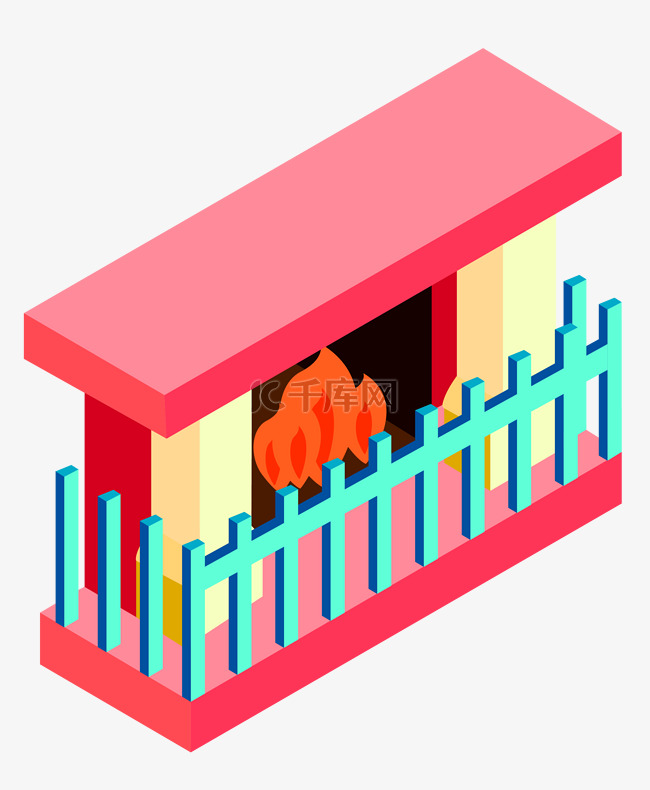 2.5D火炉手绘插画