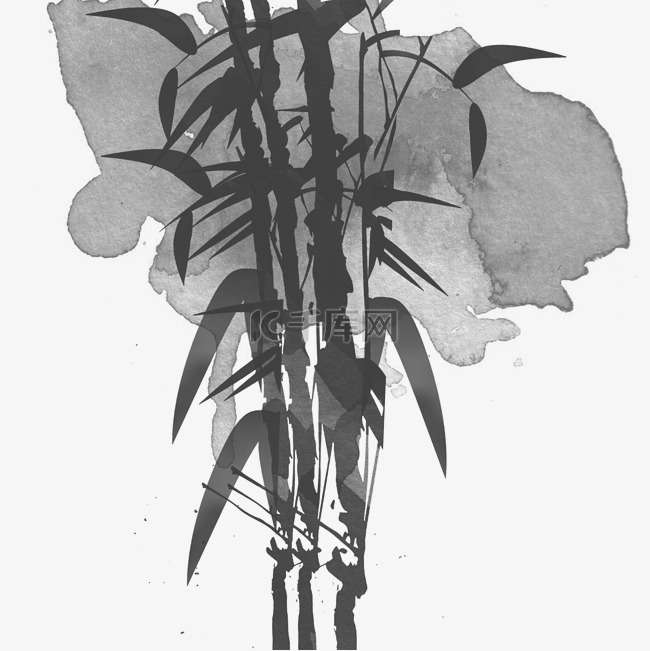 黑色的水墨画竹子
