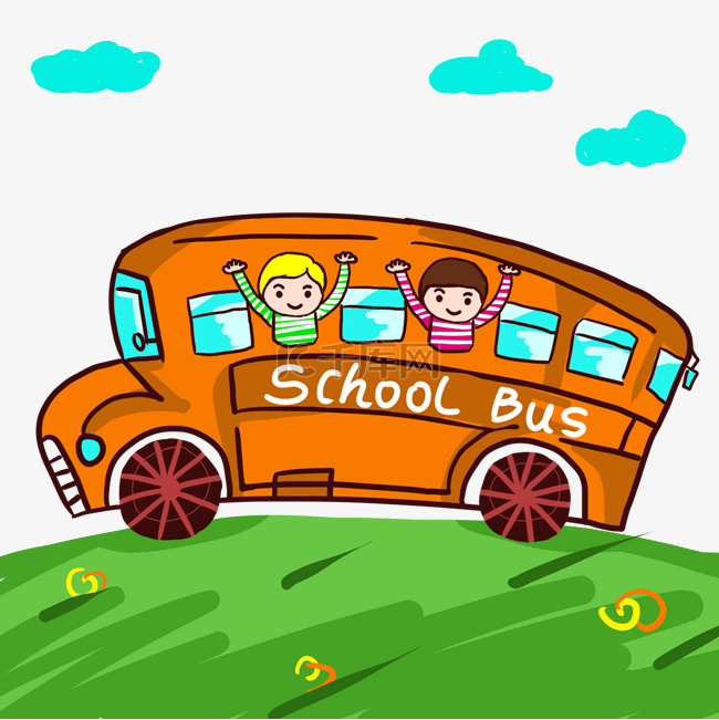 开往学校的巴士插画