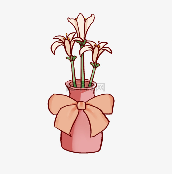 手绘卡通粉色植物