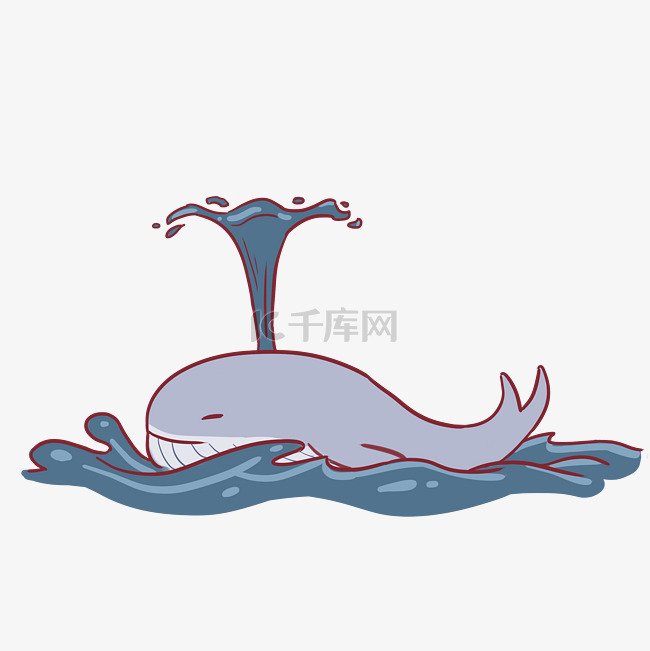 可爱大海动物鲸鱼插画