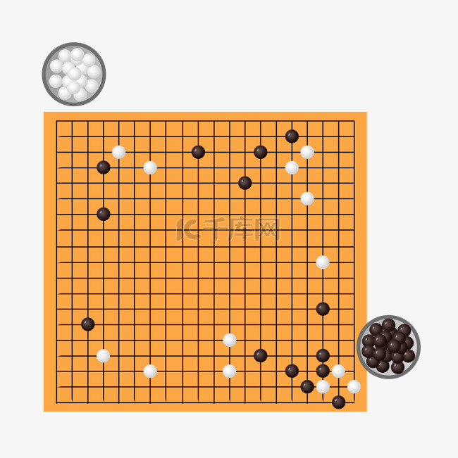 中国风古风小物五子棋插画