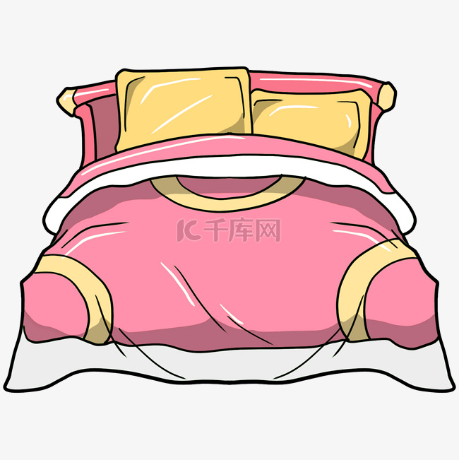手绘粉色的床插画