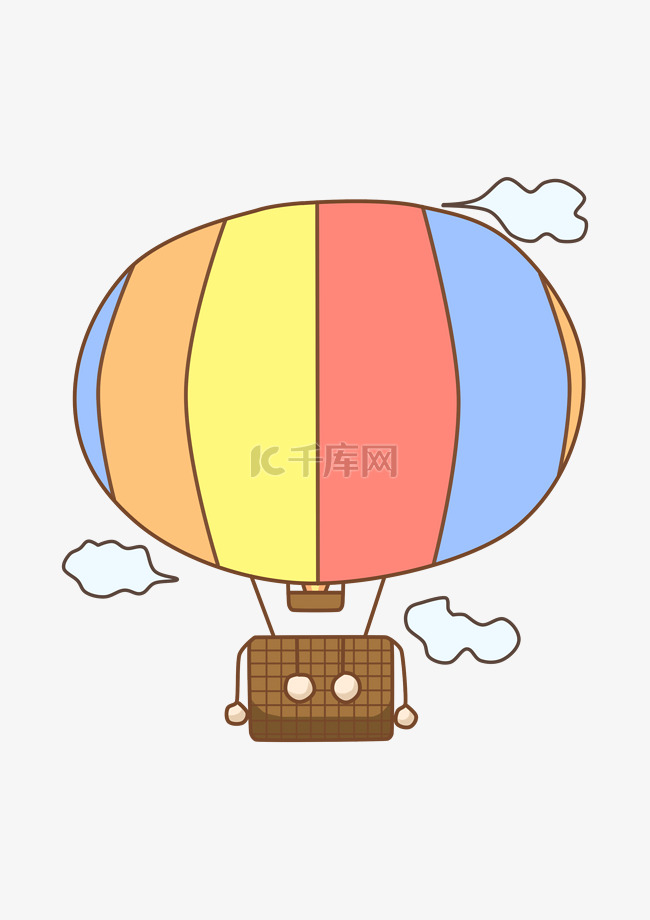 卡通手绘彩色热气球