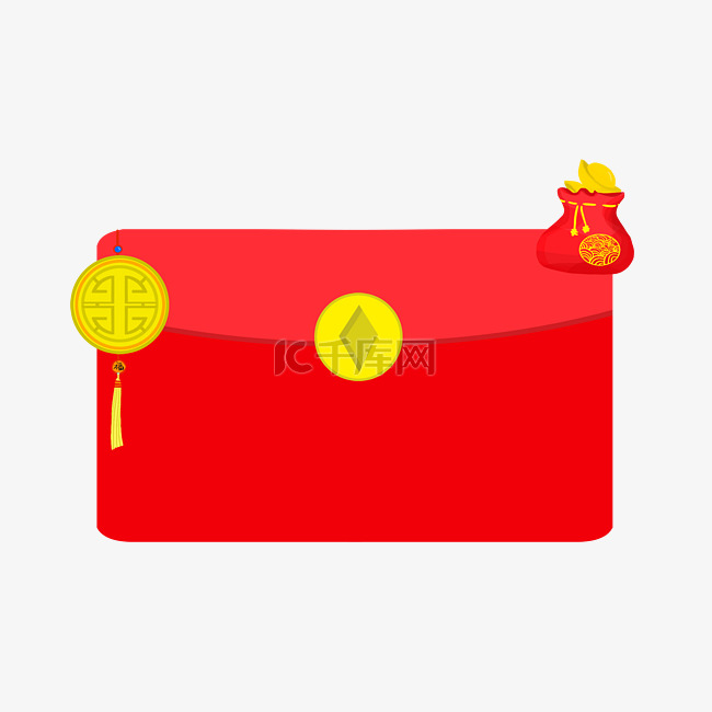 金色钱币装饰红包