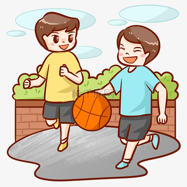 户外同学朋友打篮球