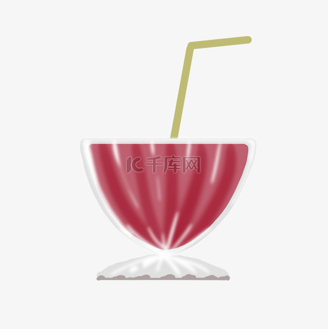 西瓜汁红色吸管透明玻璃杯夏日免