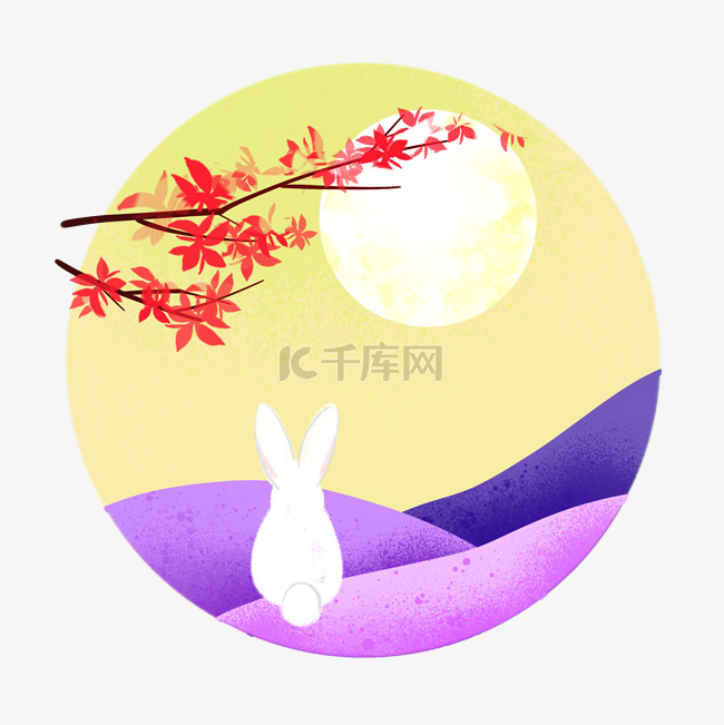 中秋佳节兔子望月夜景