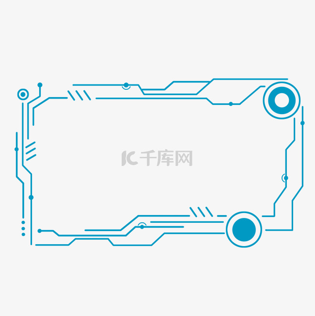 蓝色紫色科技感边框免抠图