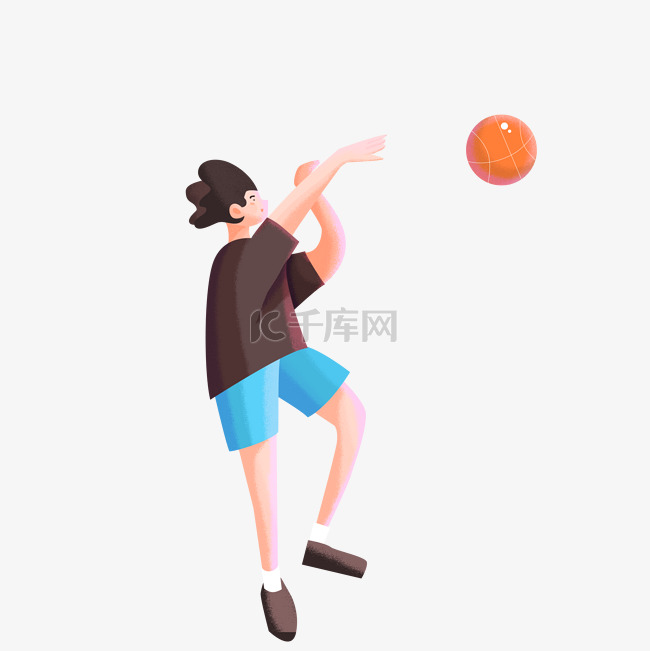 卡通正在打篮球的男孩