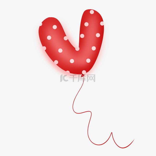 大红色波点字母V情人节气球