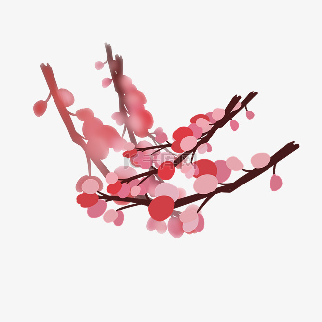 日本樱花花枝插画