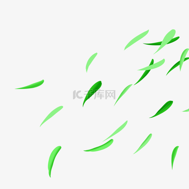 绿色简约漂浮状柳叶