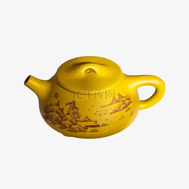 黄色国风茶壶茶具