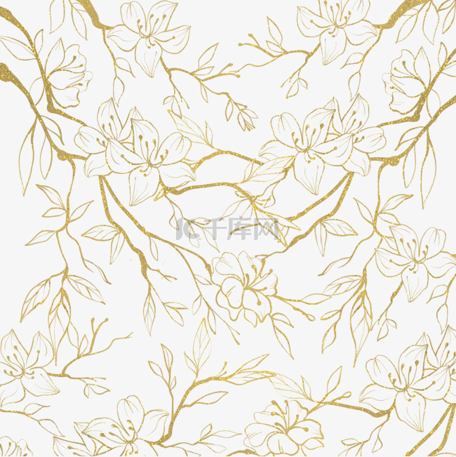 金色花卉植物底纹