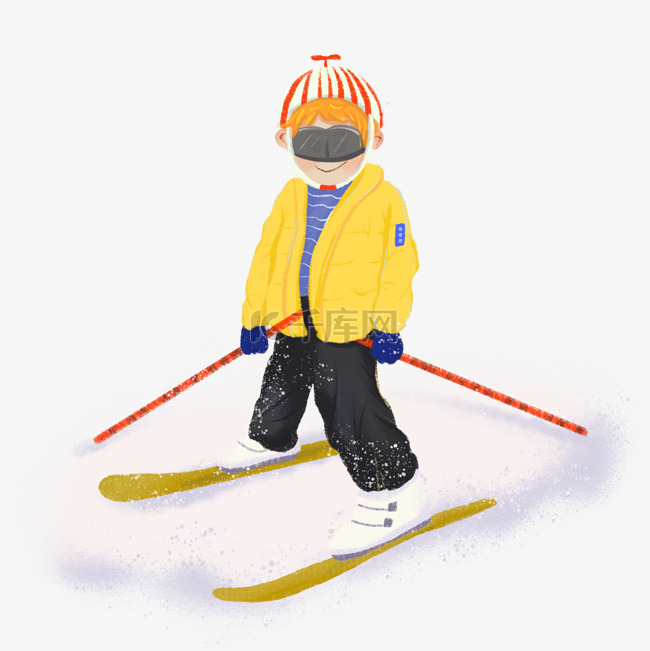卡通滑雪男孩可爱