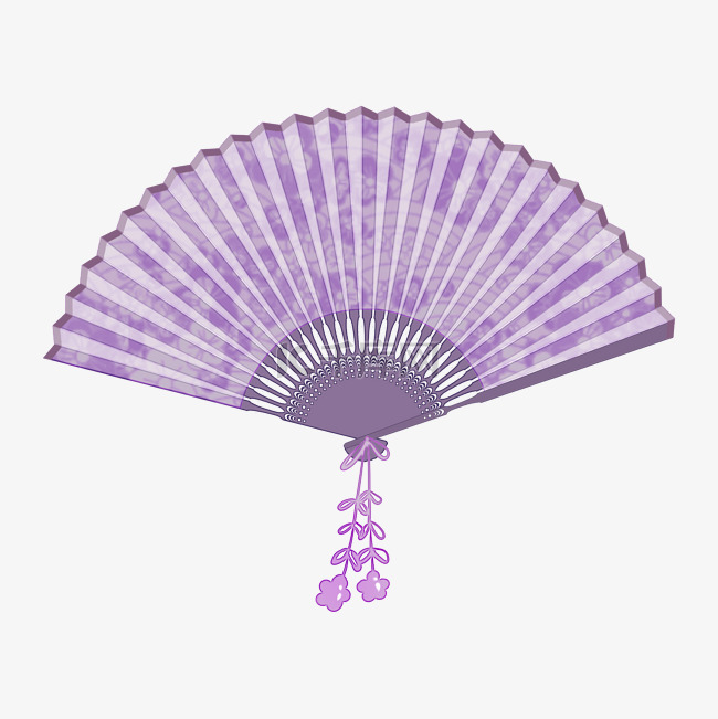 复古紫色印花折扇纳凉用品夏季用
