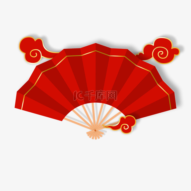 春节红色中国风扇形边框免扣