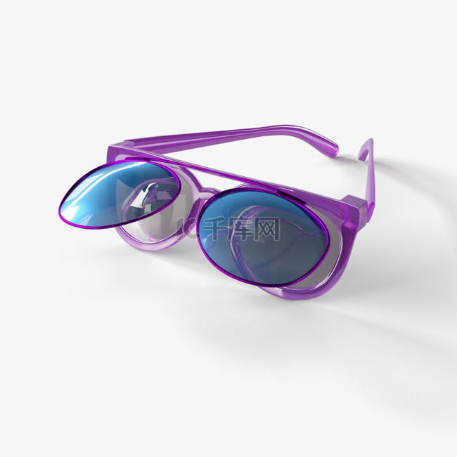 紫色翻盖太阳眼镜3d元素