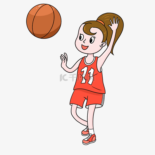 打篮球小女孩卡通免扣