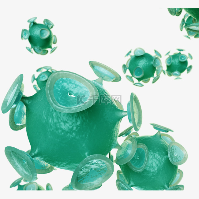 绿色立体冠状病毒3d元素