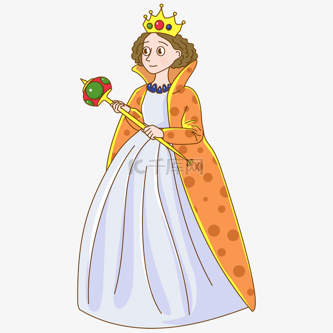 王后女王皇冠权杖长裙