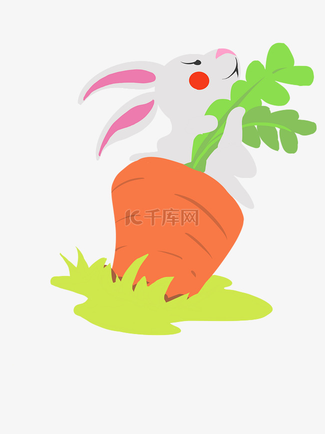 卡通兔子拔萝卜PNG
