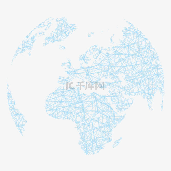 蓝色科技线条连成的世界地图