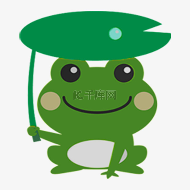 一只卡通绿色可爱青蛙免抠图