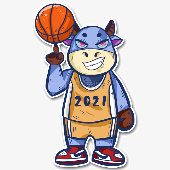 2021年牛年个性潮酷篮球贴纸