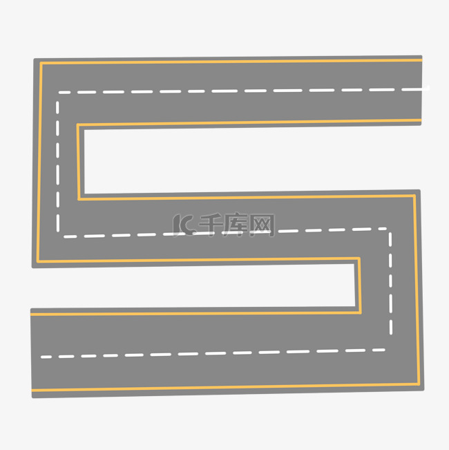 5字马路道路插画