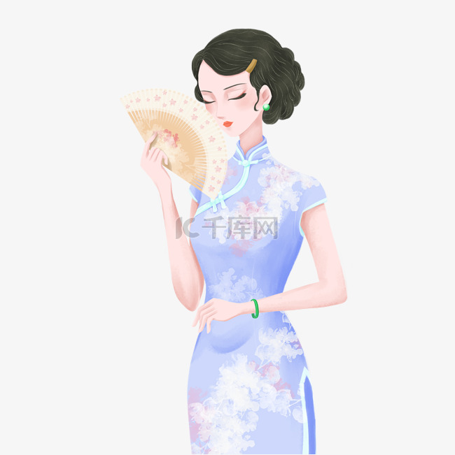 卡通旗袍美女下载