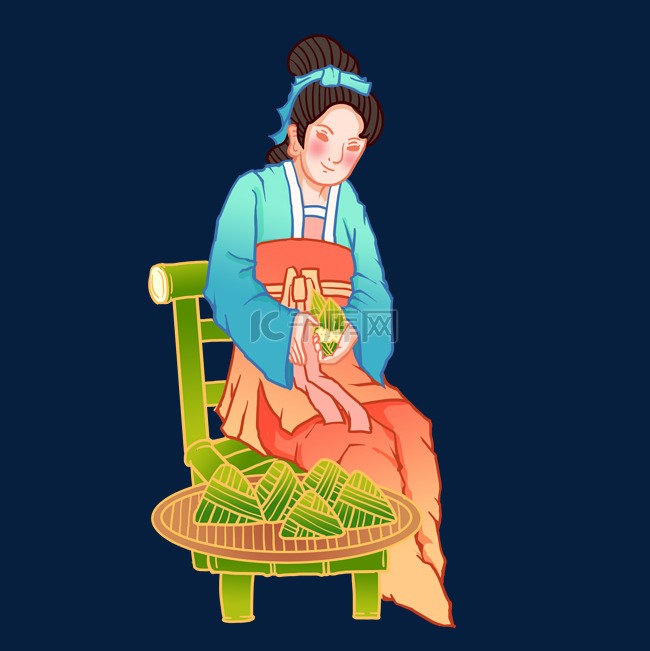 端午节妇女包粽子