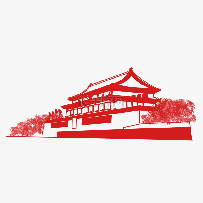 剪纸风党建中国天安门