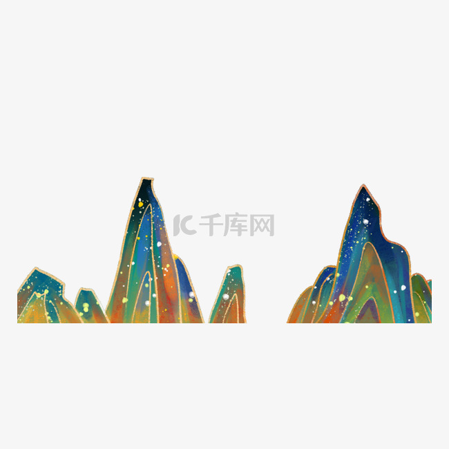 中国风国潮风描金山峰
