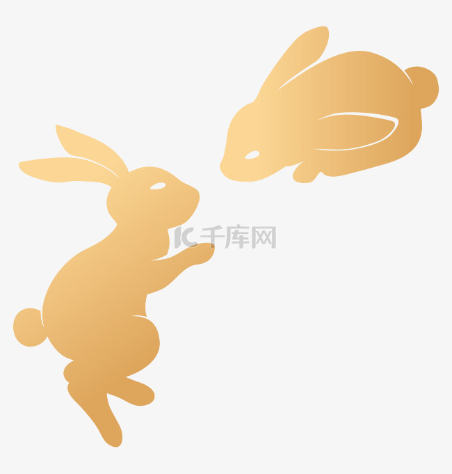 中秋节金色兔子剪影