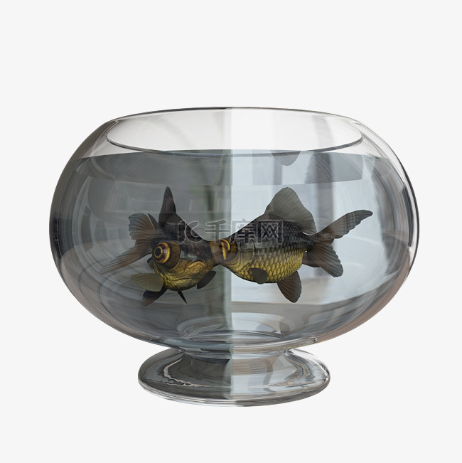 圆形玻璃鱼缸金鱼