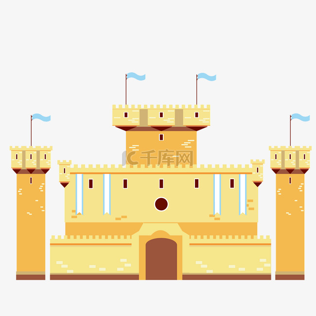 黄色城堡宫殿插画