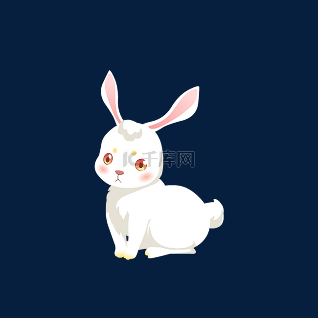 卡通白色的兔子免抠图