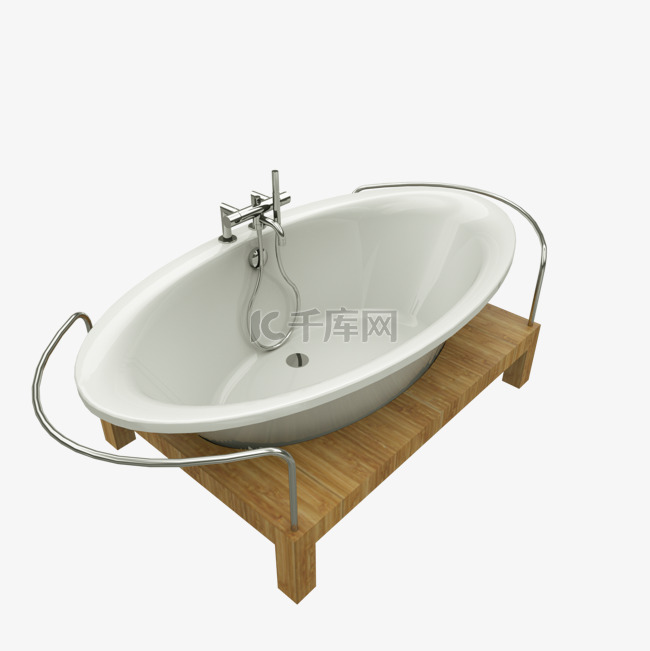 浴室独立浴缸和不锈钢龙头