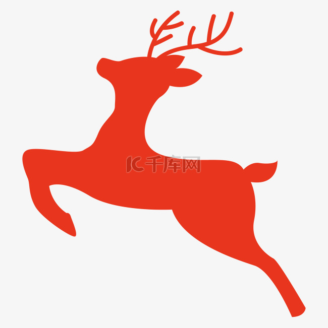 圣诞节红色麋鹿剪影