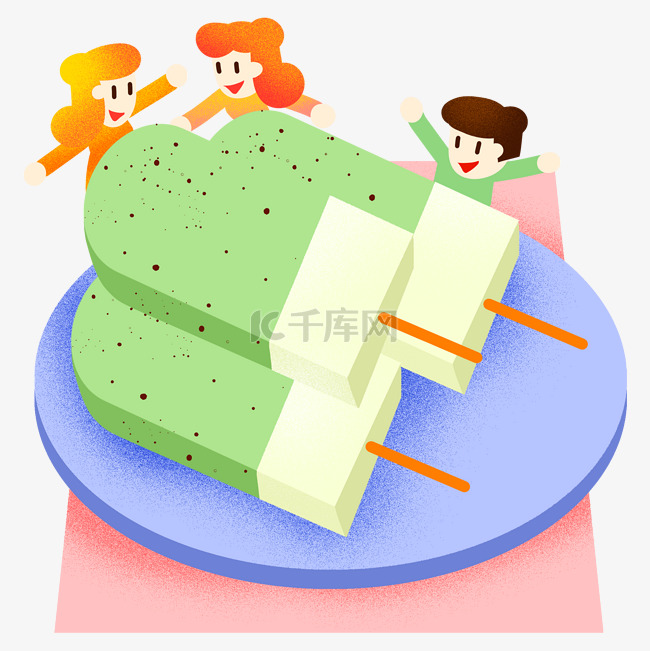 夏季童年绿豆雪糕插画